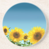 Elegant Sunflower op Sky Blue Shades Beverage Coa Zandsteen Onderzetter (Voorkant)