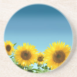 Elegant Sunflower op Sky Blue Shades Beverage Coa Zandsteen Onderzetter