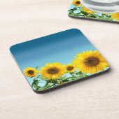 Elegant Sunflower op Sky Blue Shades Bier Onderzetter (Linkerzijde)