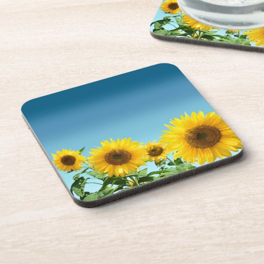 Elegant Sunflower op Sky Blue Shades Bier Onderzetter (Linkerzijde)