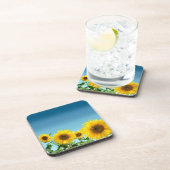 Elegant Sunflower op Sky Blue Shades Bier Onderzetter (Rechterzijde)