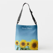 Elegant Sunflower op Sky Blue Shades Crossbody Tas (Achterkant)