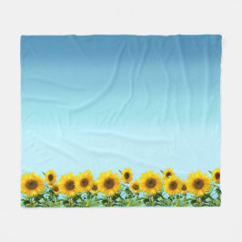Elegant Sunflower op Sky Blue Shades Fleece Deken