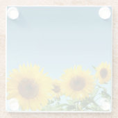 Elegant Sunflower op Sky Blue Shades Glazen Onderzetter (Achterkant)