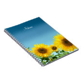 Elegant Sunflower op Sky Blue Shades Notitieboek (Rechterzijde)