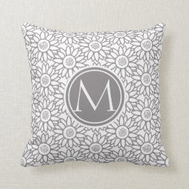 Elegant Sunflower Pattern Monogrammed Kussen