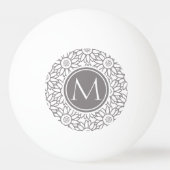 Elegant Sunflower Pattern Monogrammed Pingpongbal (Voorkant)