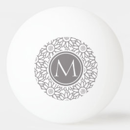 Elegant Sunflower Pattern Monogrammed Pingpongbal