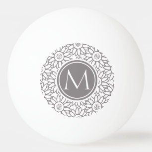 Elegant Sunflower Pattern Monogrammed Pingpongbal