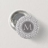 Elegant Sunflower Pattern Monogrammed Ronde Button 3,2 Cm (Voorkant /achterkant)