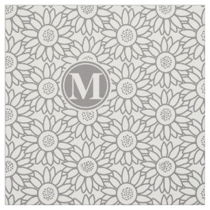 Elegant Sunflower Pattern Monogrammed Stof