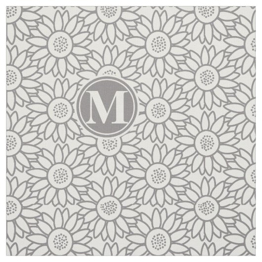 Elegant Sunflower Pattern Monogrammed Stof (Swatch)