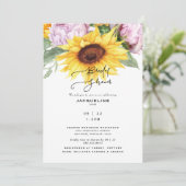 Elegant Sunflower & Peonies White Vrijgezellenfees Kaart (Staand voorkant)