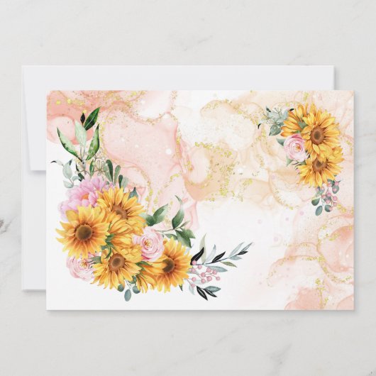 Elegant Sunflower Pink Rose Geometric Wedding Kaart (Achterkant)