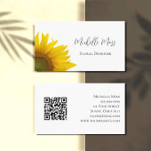 Elegant Sunflower QR code Floral Visitekaartje