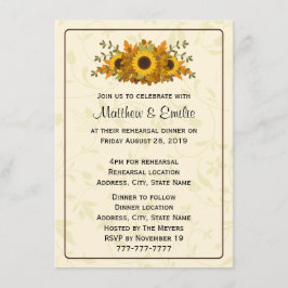Elegant Sunflower Rehearings Dinner Invitation Kaart