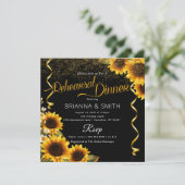 Elegant Sunflower Rehearsal Dinner Invitation Kaart (Staand voorkant)
