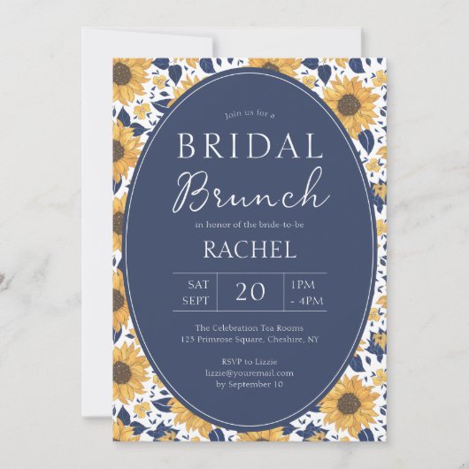 Elegant Sunflower Rustic Bridal Brunch Uitnodiging (Voorkant)