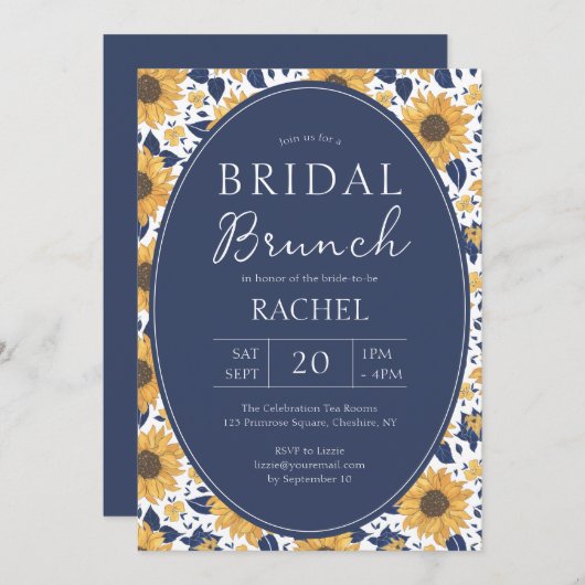 Elegant Sunflower Rustic Bridal Brunch Uitnodiging (Voorkant / Achterkant)