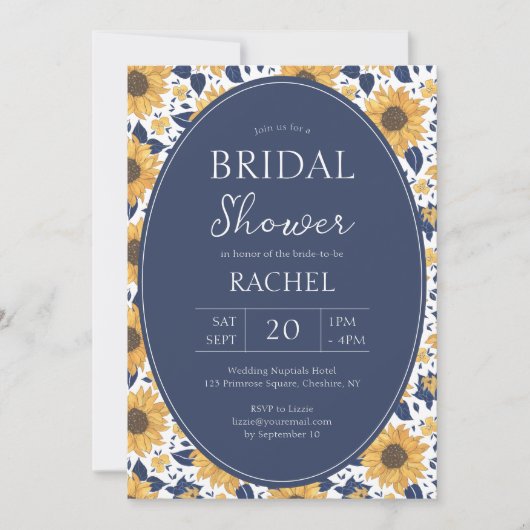 Elegant Sunflower Rustic Bridal Shower Invitation Kaart (Voorkant)