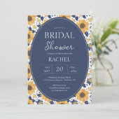 Elegant Sunflower Rustic Bridal Shower Invitation Kaart (Staand voorkant)