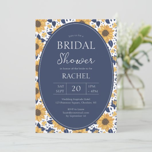 Elegant Sunflower Rustic Bridal Shower Invitation Kaart (Staand voorkant)