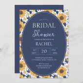 Elegant Sunflower Rustic Bridal Shower Invitation Kaart (Voorkant / Achterkant)