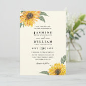 Elegant Sunflower Rustic Modern QR Code Wedding Kaart (Staand voorkant)