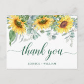 Elegant Sunflower Rustic Wedding Bedankt Briefkaart (Voorkant)