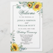 Elegant Sunflower Rustic Wedding Ceremony Programm (Voorkant)