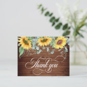 Elegant Sunflower Rustic Wood Weddenschap Hartelij Briefkaart (Staand voorkant)