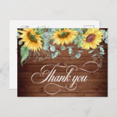 Elegant Sunflower Rustic Wood Weddenschap Hartelij Briefkaart (Voorkant / Achterkant)