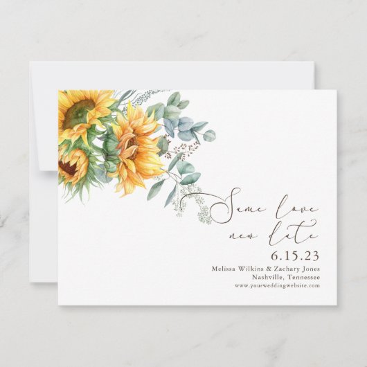 Elegant Sunflower Same Love New Date Save the Date (Voorkant)