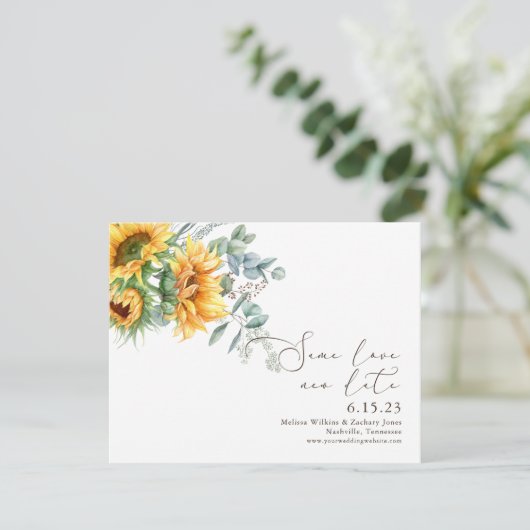 Elegant Sunflower Same Love New Date Save the Date (Staand voorkant)