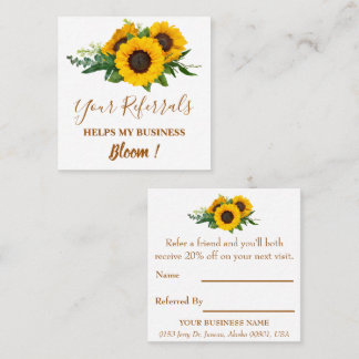 Elegant Sunflower Small Business Aanbevelingskaartje