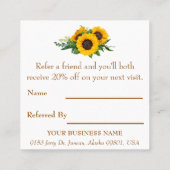 Elegant Sunflower Small Business Aanbevelingskaartje (Achterkant)