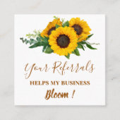 Elegant Sunflower Small Business Aanbevelingskaartje (Voorkant)