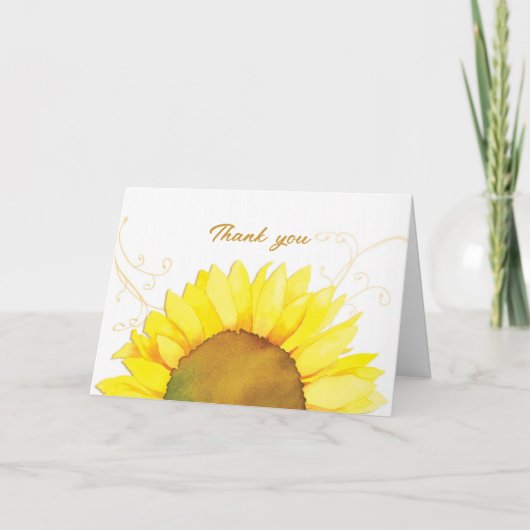 Elegant Sunflower Swirls Weddenschap Hartelijk dan Bedankkaart (Voorkant)