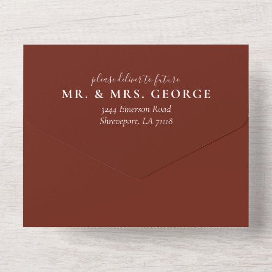 Elegant Sunflower Tan Brown Fall Wedding All In One Uitnodiging (Achterkant)