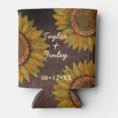 Elegant Sunflower Taupe Farmhouse Rustic Wedding Blikjeskoeler (Voorkant)