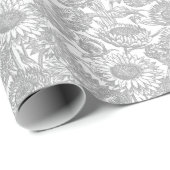  Elegant Sunflower Toile Grey Cadeaupapier (Rol Hoek)