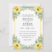 Elegant Sunflower trouwkaart Kaart (Voorkant)