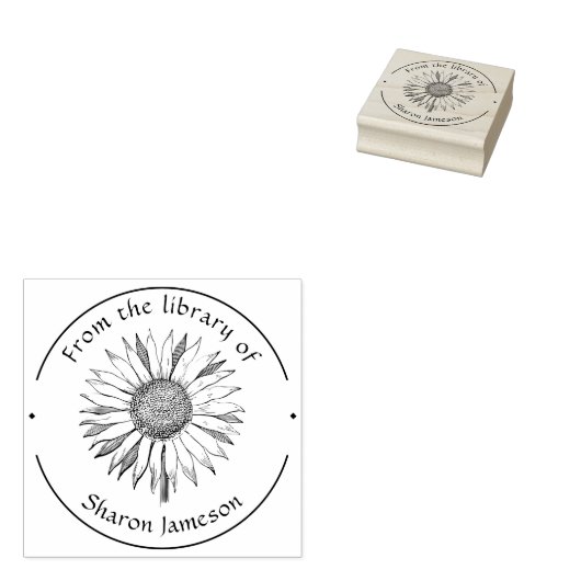 Elegant Sunflower/ uit de bibliotheek van / Naam / Rubberstempel (Gestempeld)