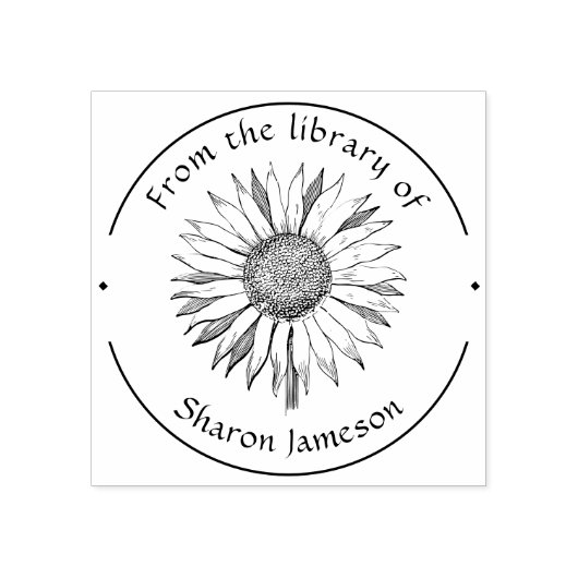 Elegant Sunflower/ uit de bibliotheek van / Naam / Rubberstempel (Afrduk)