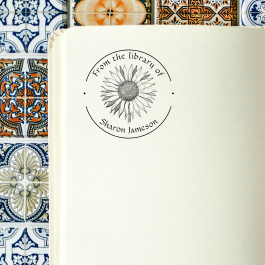 Elegant Sunflower/ uit de bibliotheek van / Naam / Rubberstempel