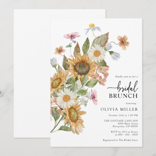 Elegant Sunflower Vrijgezellenfeest Kaart (Voorkant / Achterkant)