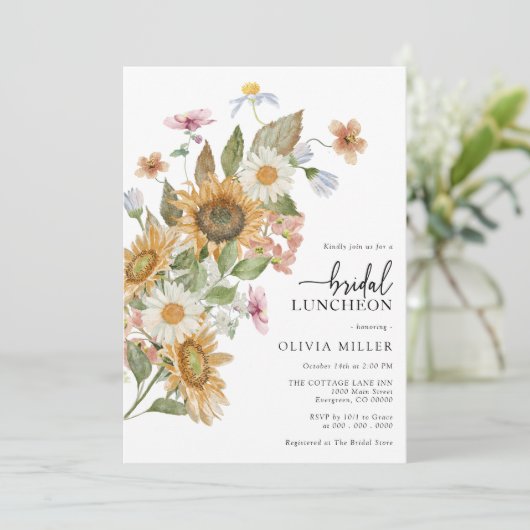 Elegant Sunflower Vrijgezellenfeest Kaart (Staand voorkant)