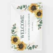 Elegant Sunflower Watercolor Wedding Custom Spandoek (Verticaal)