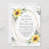 Elegant Sunflower Waterverf Greenery Wedding Kaart (Voorkant)