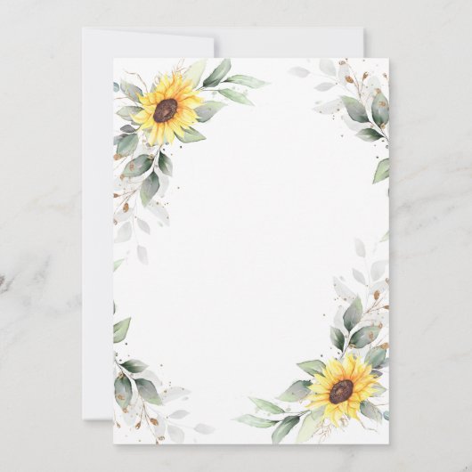 Elegant Sunflower Waterverf Greenery Wedding Kaart (Achterkant)